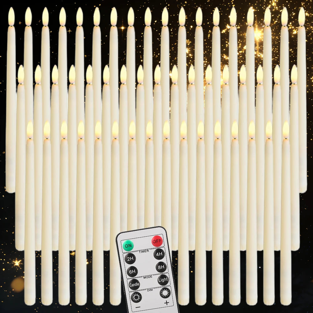 Flameless LED Taper Candles With Remote Control Flickering Flame