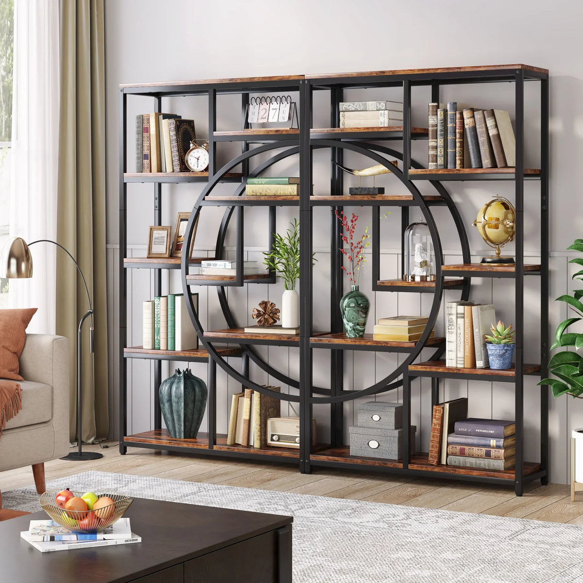 Tribesigns Industrial 5 Tier Bookshelf Freestanding Metal Display Rack