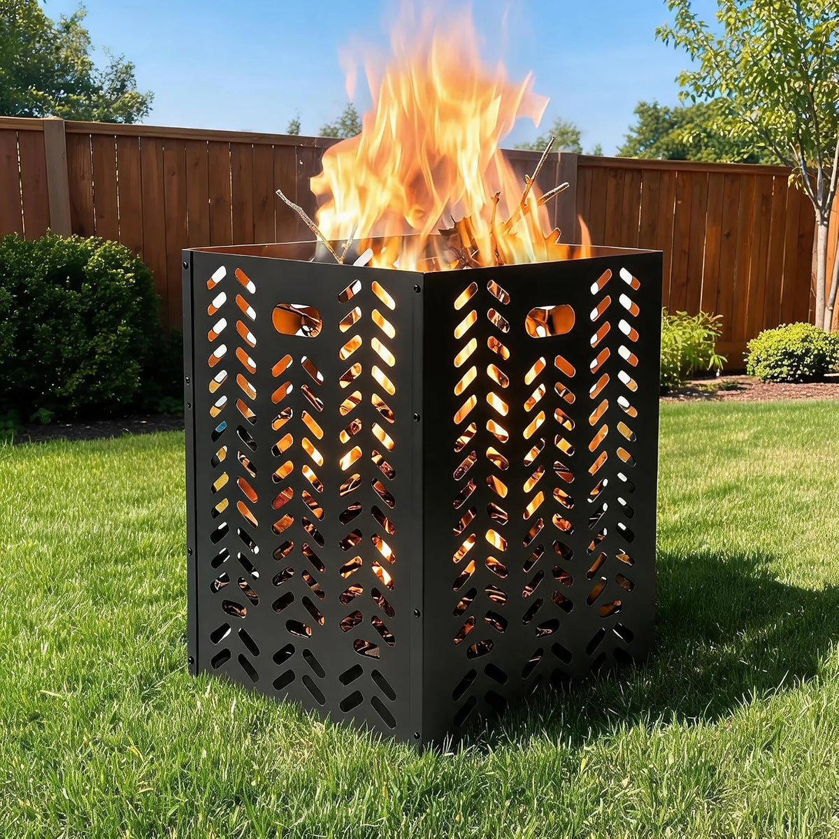 HiMISS Outdoor Steel Burn Barrel Fire Pit Cage With Airflow