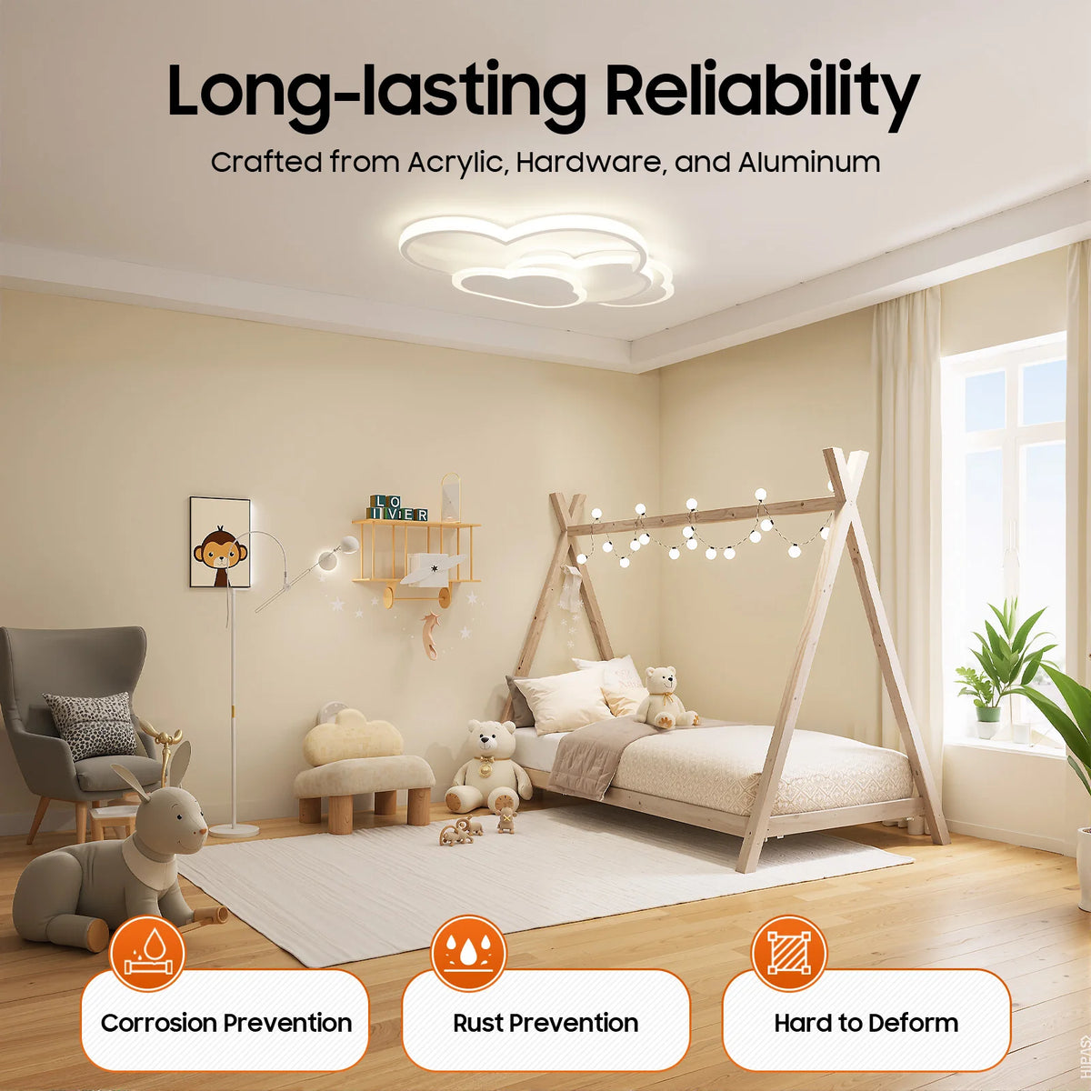 Modern Cloud LED Ceiling Light 3 Color Temperature Adjustable Fixture