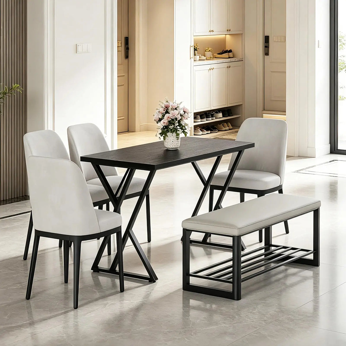 HiMISS Industrial Rectangular Dining Table With Metal Frame