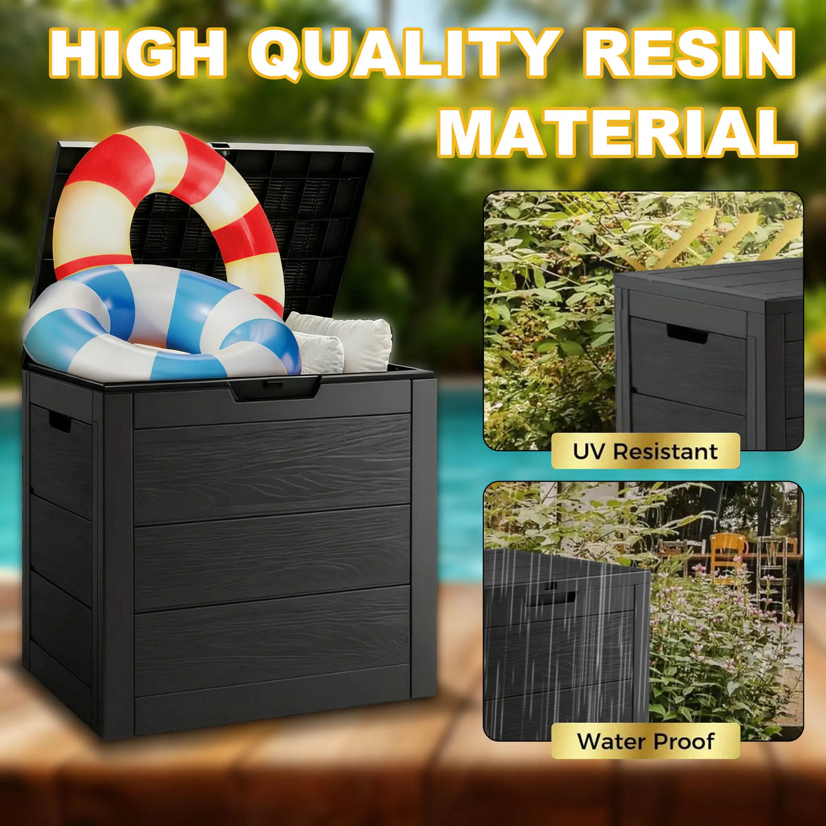 Weatherproof Outdoor Resin Storage Box With Durable Lockable Lid