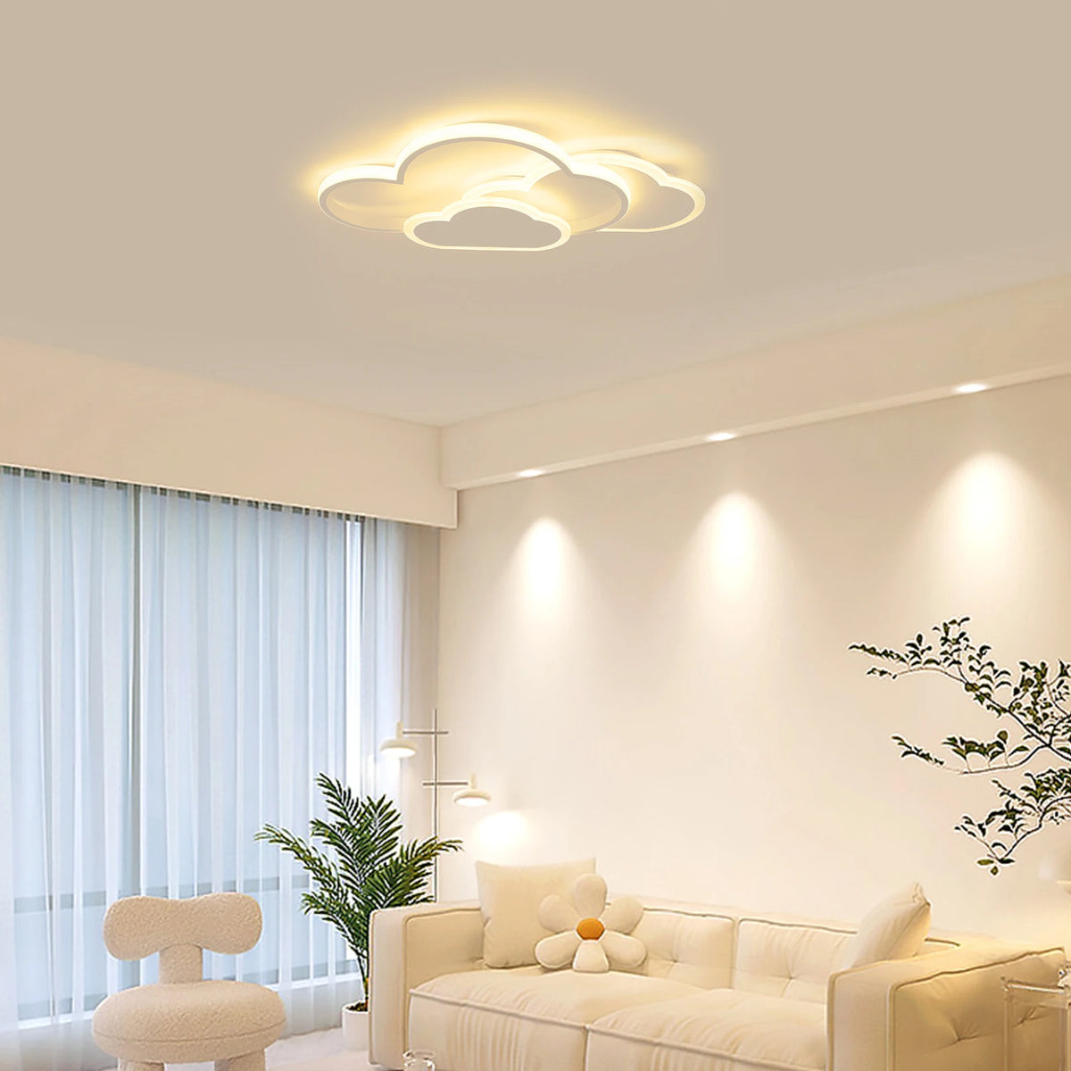 Modern Cloud LED Ceiling Light 3 Color Temperature Adjustable Fixture