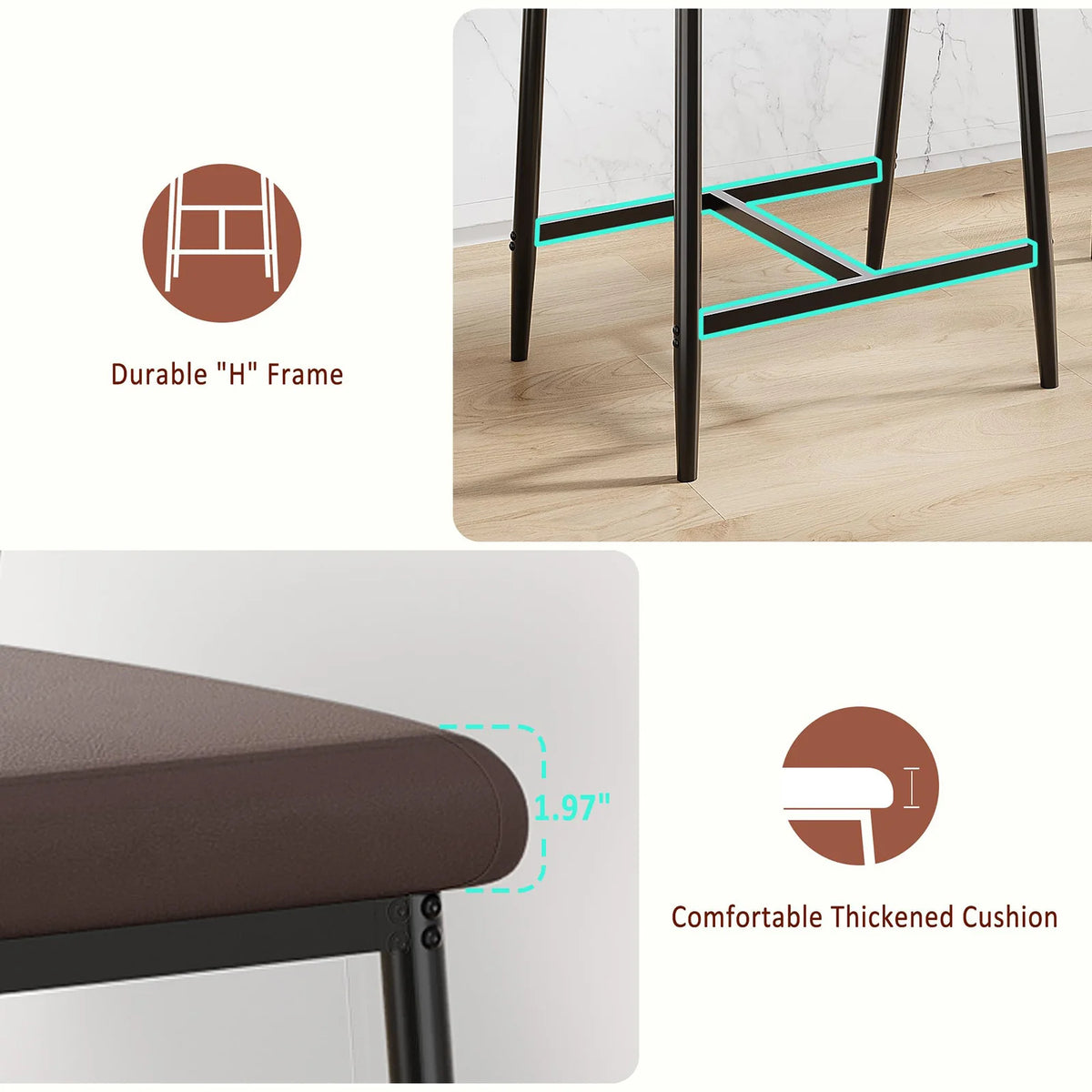 HiMiss Set Of 4 Counter Height Bar Stools With Arms