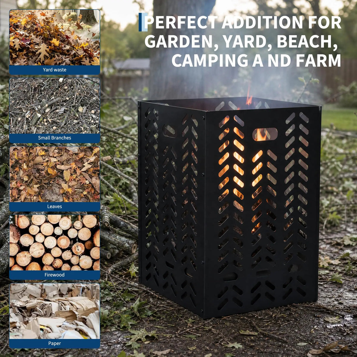 HiMISS Outdoor Steel Burn Barrel Fire Pit Cage With Airflow