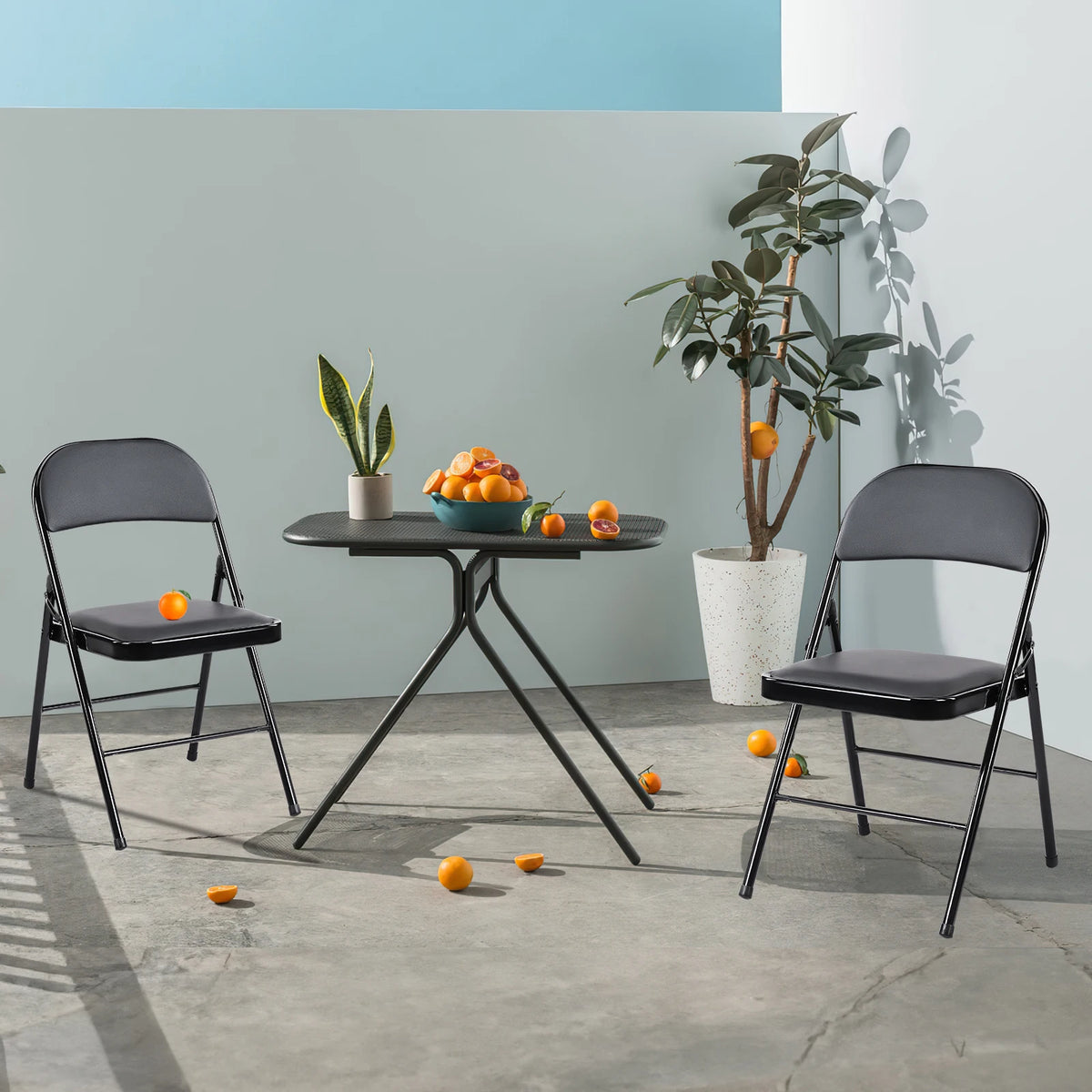 JHK Synthetic Leather Folding Chair 4 Pack Sturdy Steel Frame