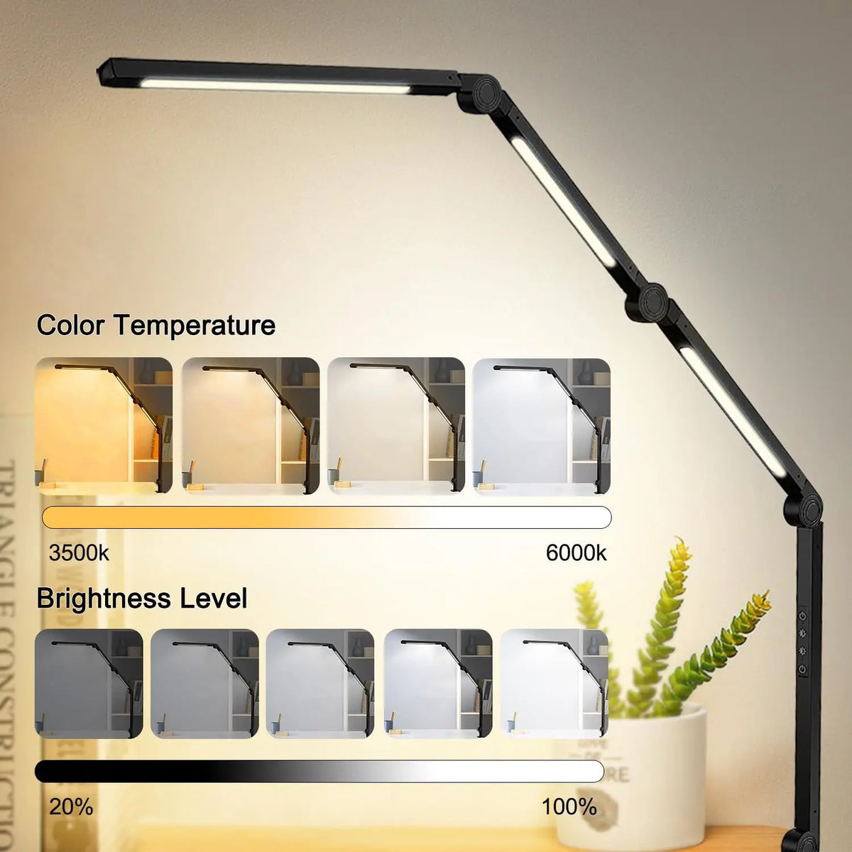 LED Desk Lamp With Clamp Adjustable Swing Arm Touch Control