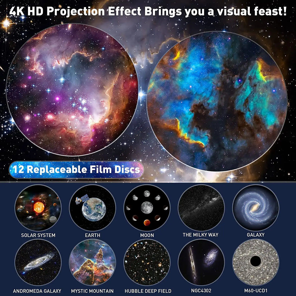 Aiopp Galaxy Projector Featuring Silent Operation And Led Night Light