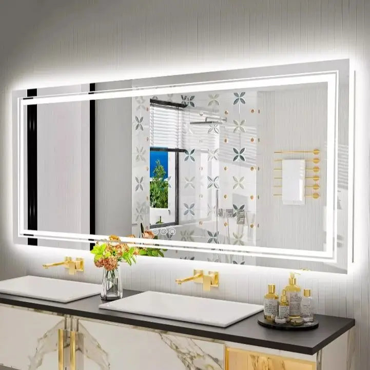Illuminated LED Bathroom Mirror Featuring Touch Controlled Antifog Lighting