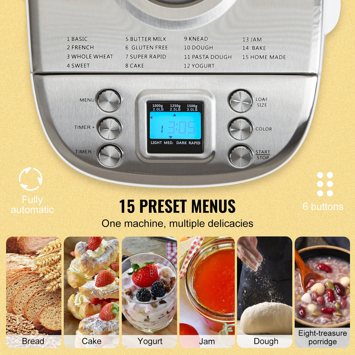 SucceBuy Automatic MultiFunction Bread Maker With Nonstick Ceramic Pan