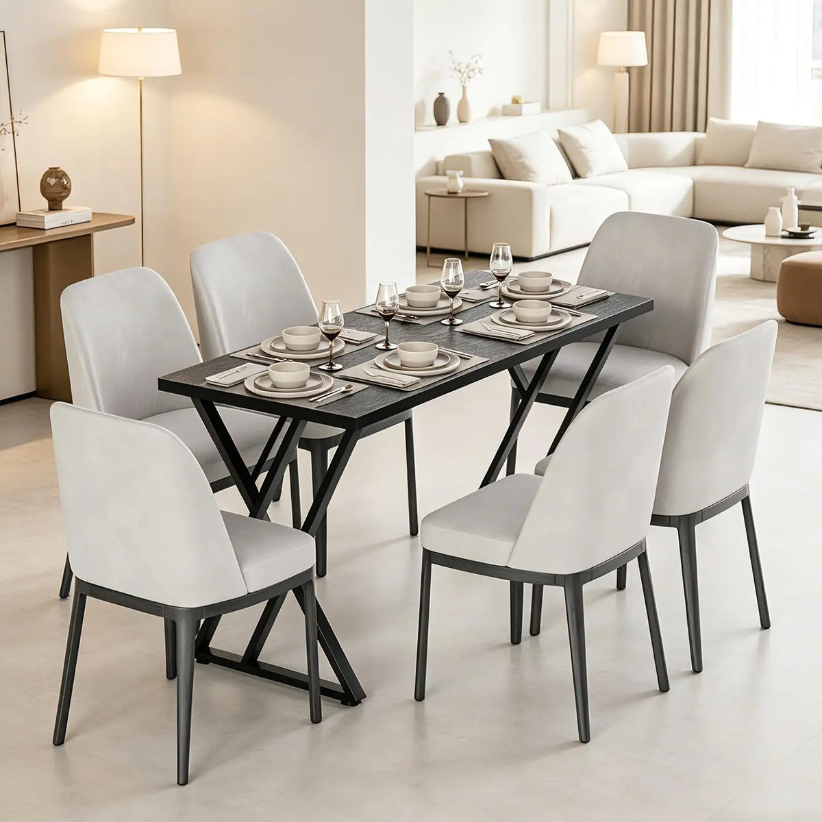 HiMISS Industrial Rectangular Dining Table With Metal Frame