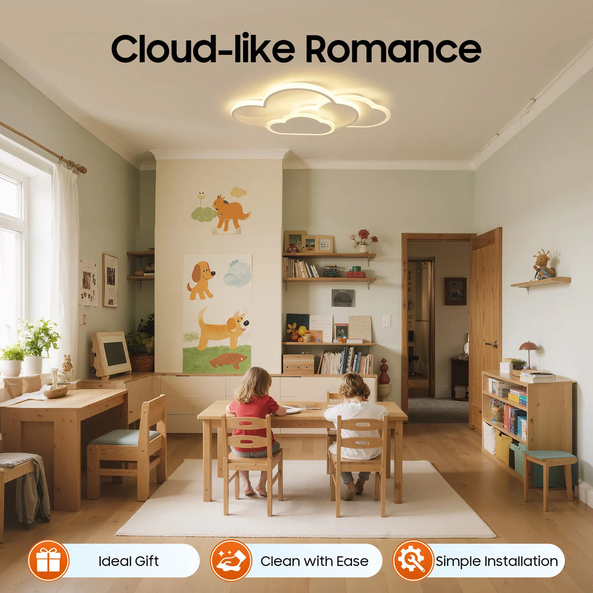 Modern Cloud LED Ceiling Light 3 Color Temperature Adjustable Fixture