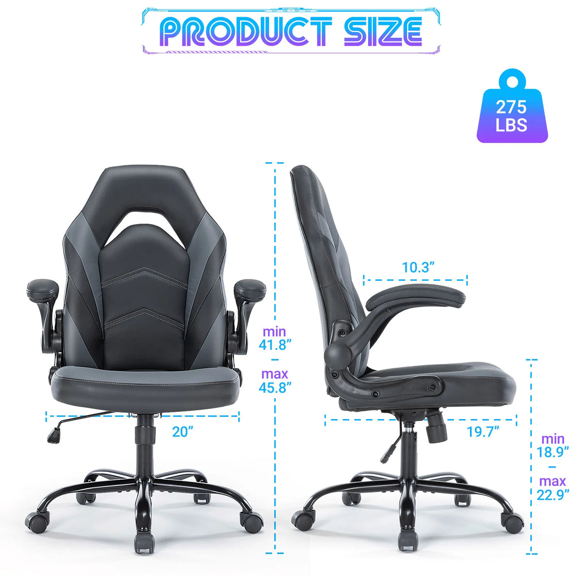 JHK Ergonomic Racing Office Chair Featuring Adjustable Armrests