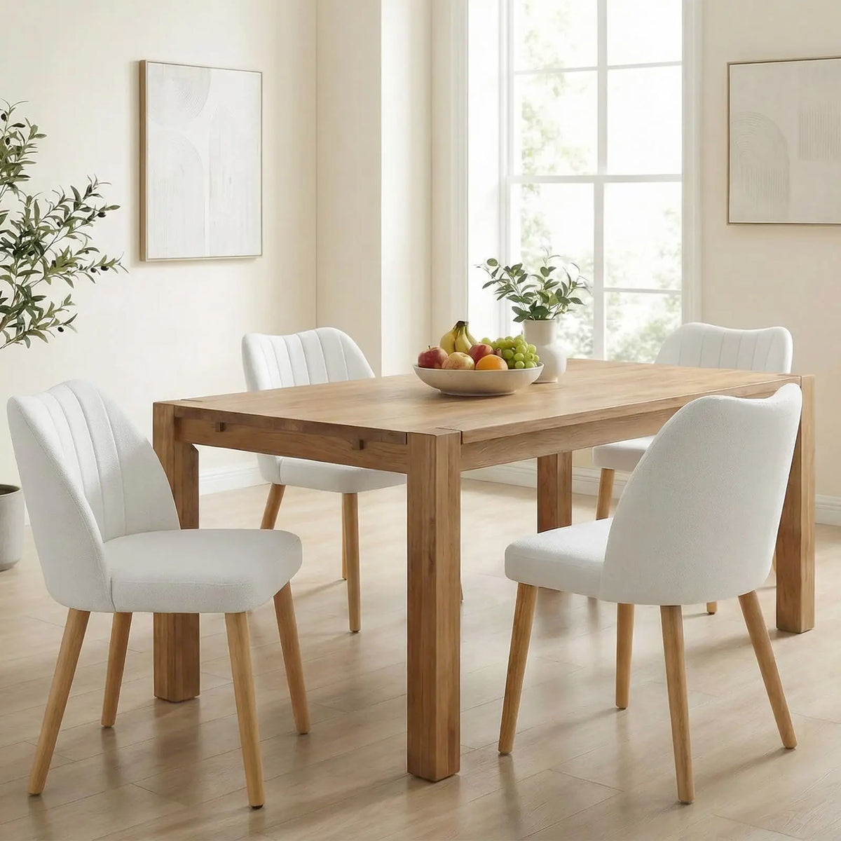 HiMISS Set Of Two Mid Century Modern Fabric Dining Chairs