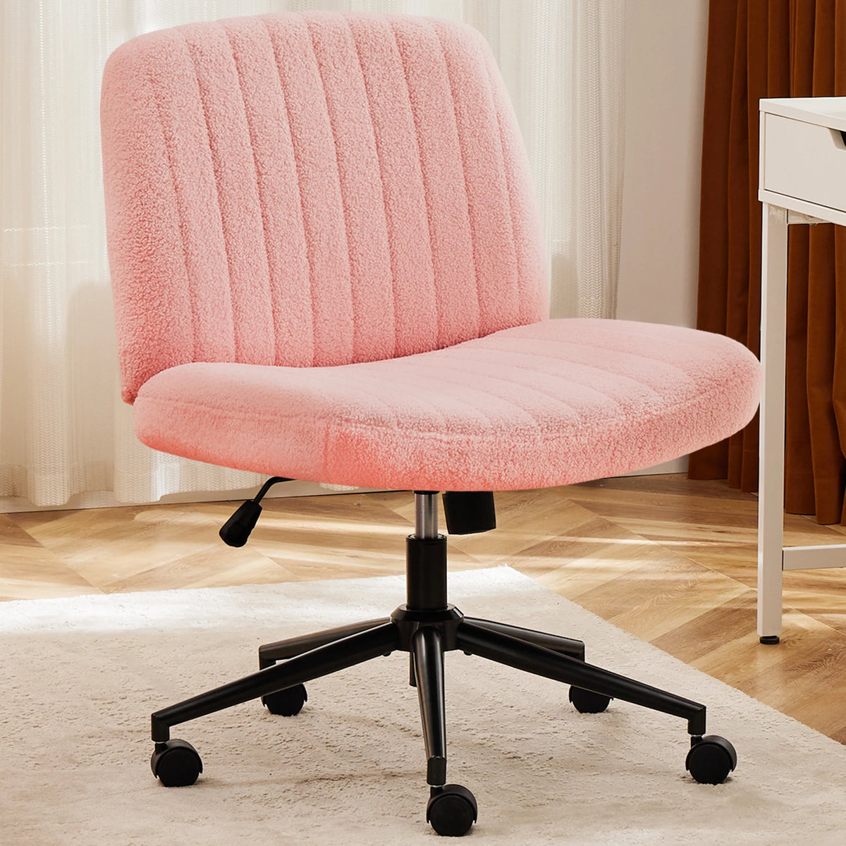 JHK Armless Cross Office Chair PU Leather Swivel Height Adjustable