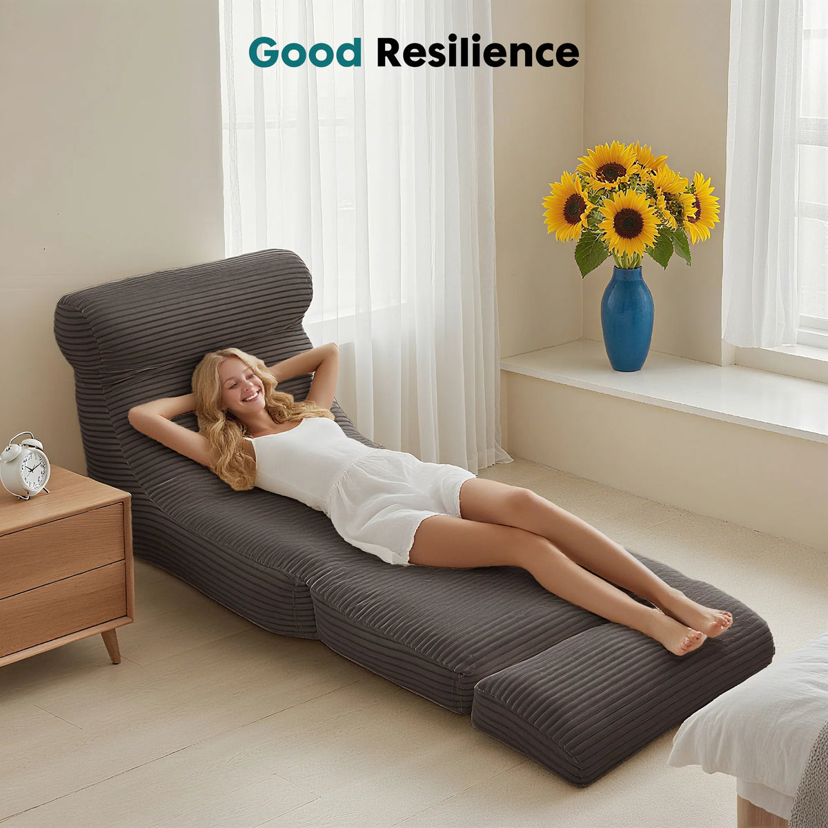 JHK Ergonomic Folding Sofa Bed With Lumbar Support Convertible Chair