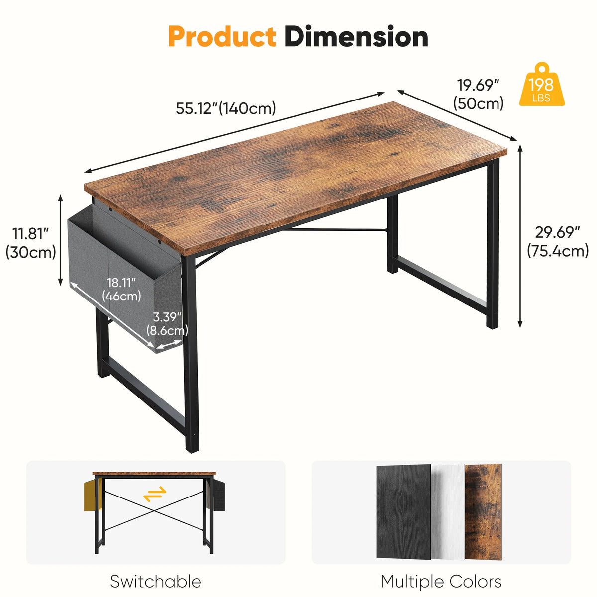 Jhk Executive Computer Desk With Storage Rack Wooden Top