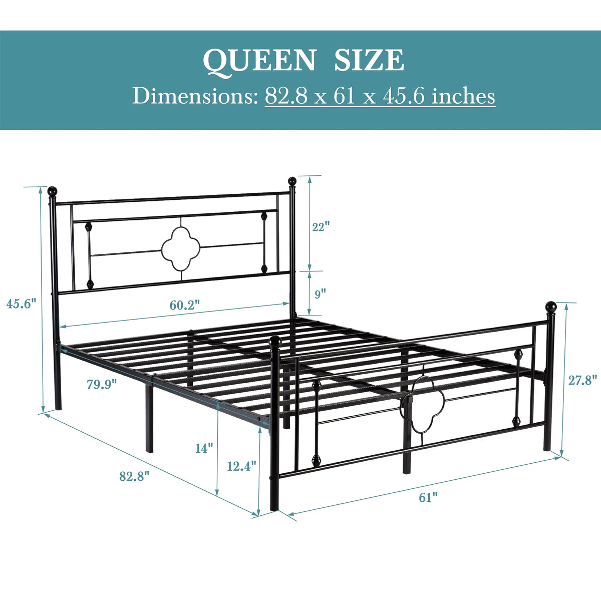 HOOMIC Vintage Victorian Wrought Iron Platform Bed Frame