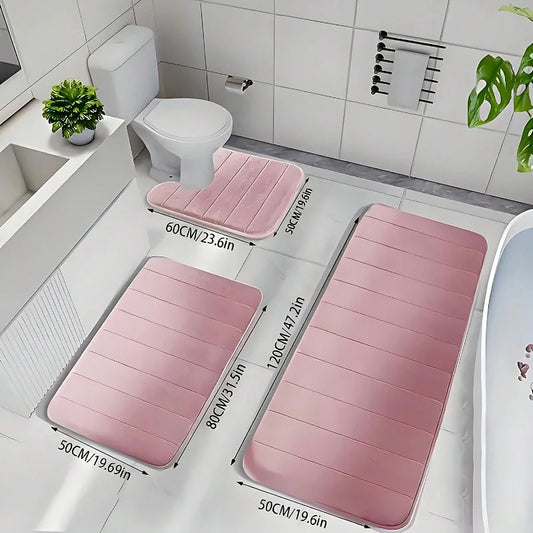 Premium Plush Bathroom Rug Set Non Slip Quick Dry Mats
