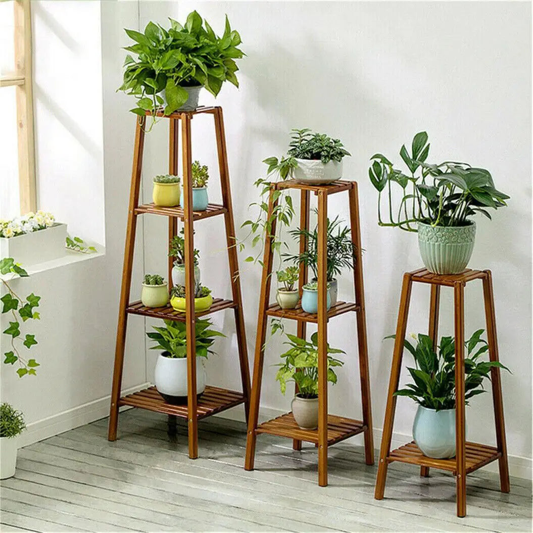 Wisfor Tiered Bamboo Plant Stand Indoor Flower Display Shelf