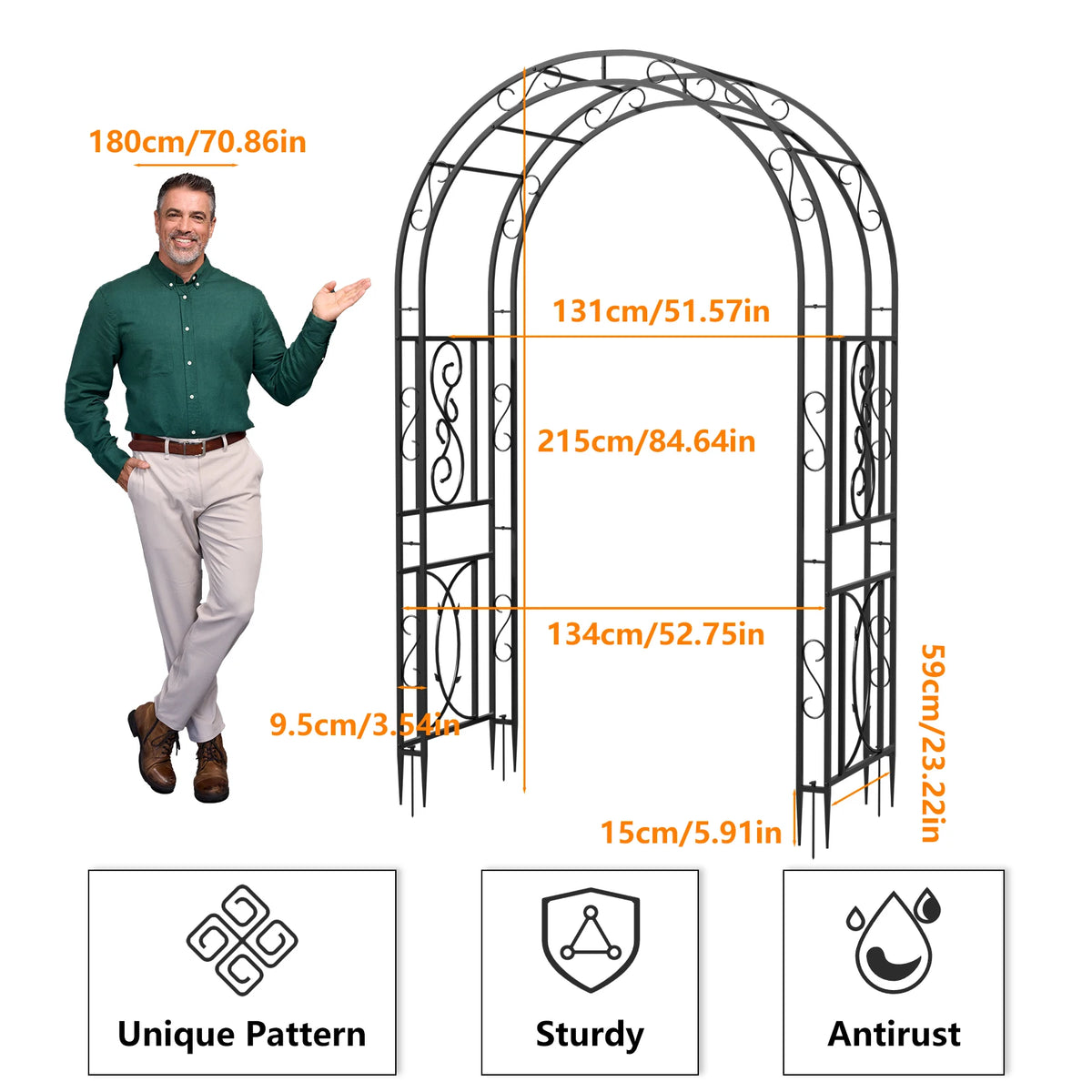 Heavy Duty Metal Garden Arbor And Plant Arch Trellis