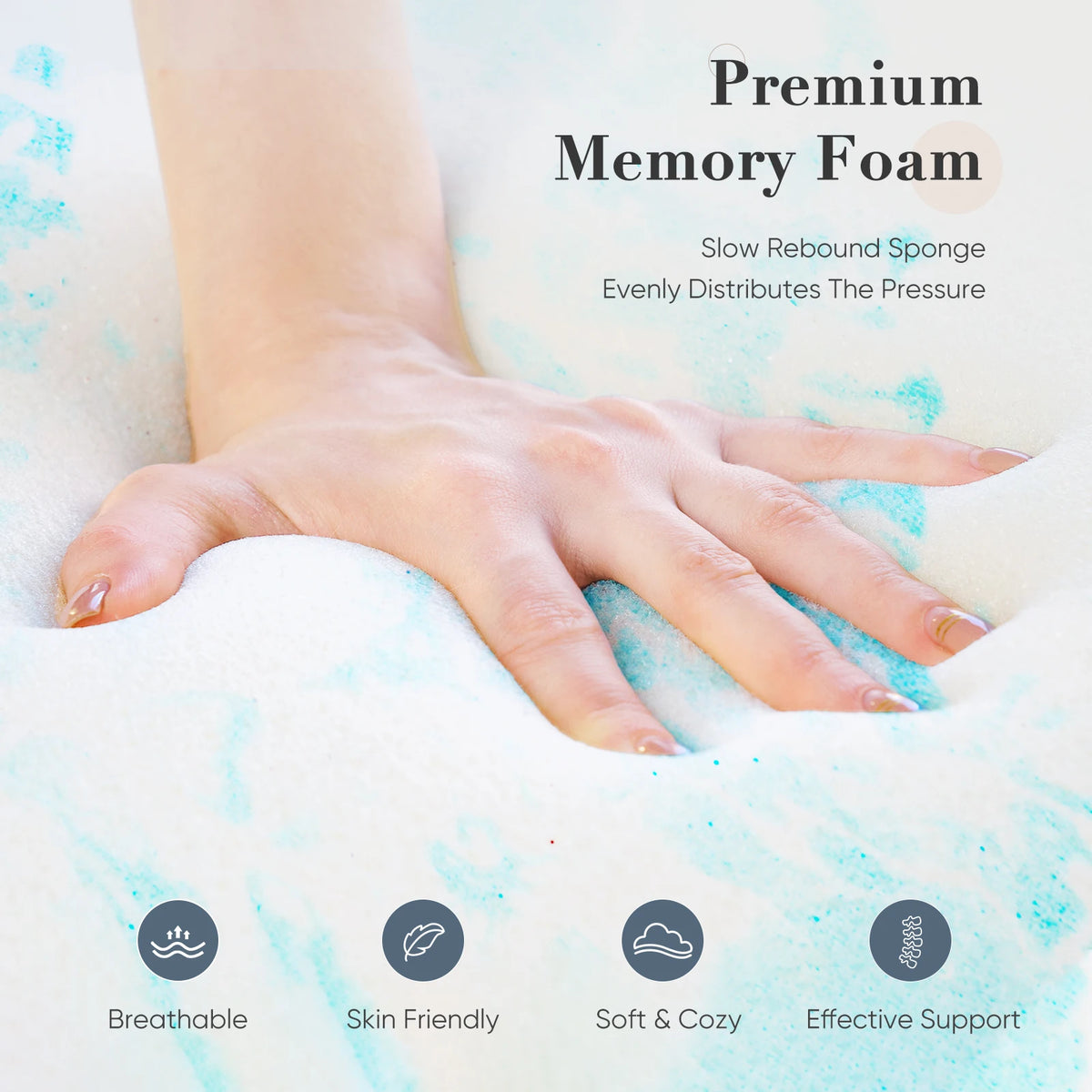 JHK Gel Memory Foam Cooling Mattress Topper For Bed