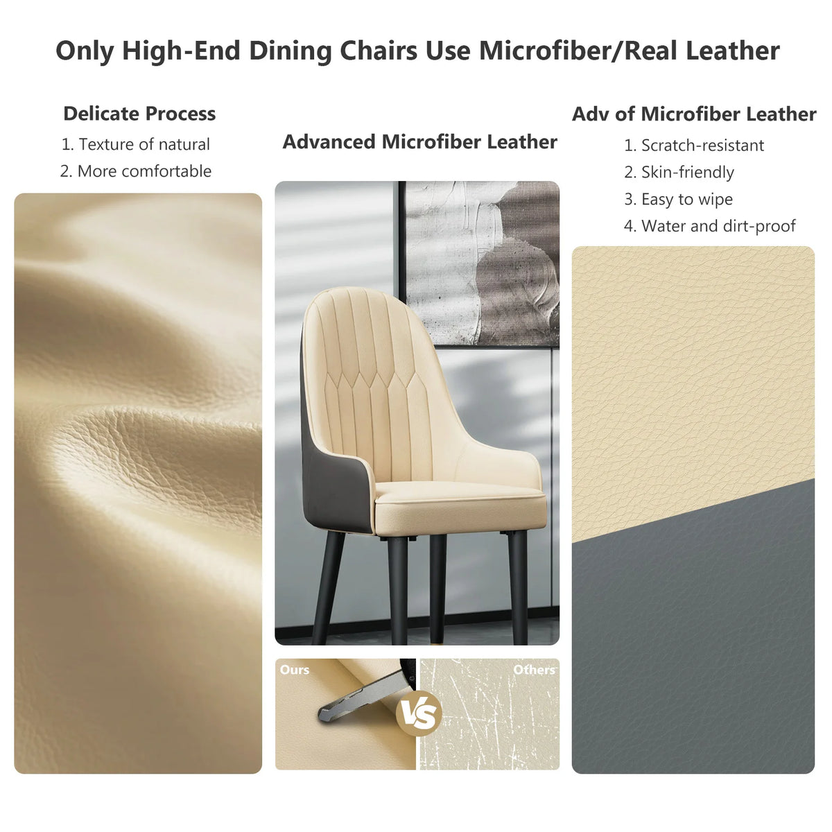 Wisfor Modern Faux Leather Dining Chair Set With Wood Legs