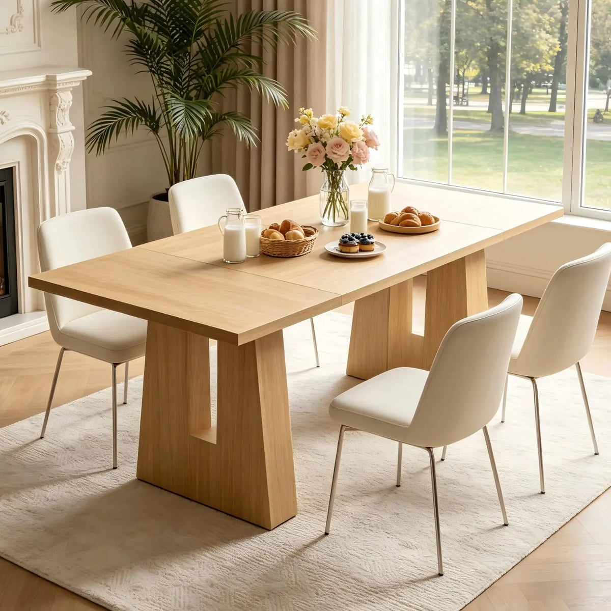 HiMISS Modern Mid Century Wood Dining Table With Sleek Legs