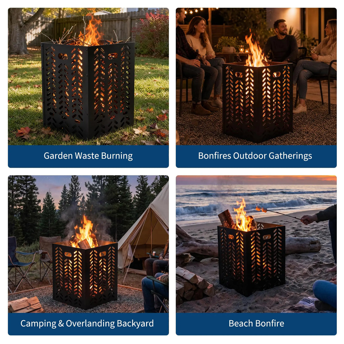 HiMISS Outdoor Steel Burn Barrel Fire Pit Cage With Airflow