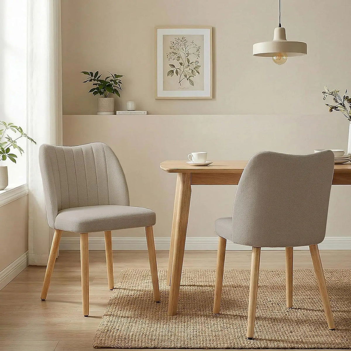 HiMISS Set Of Two Mid Century Modern Fabric Dining Chairs