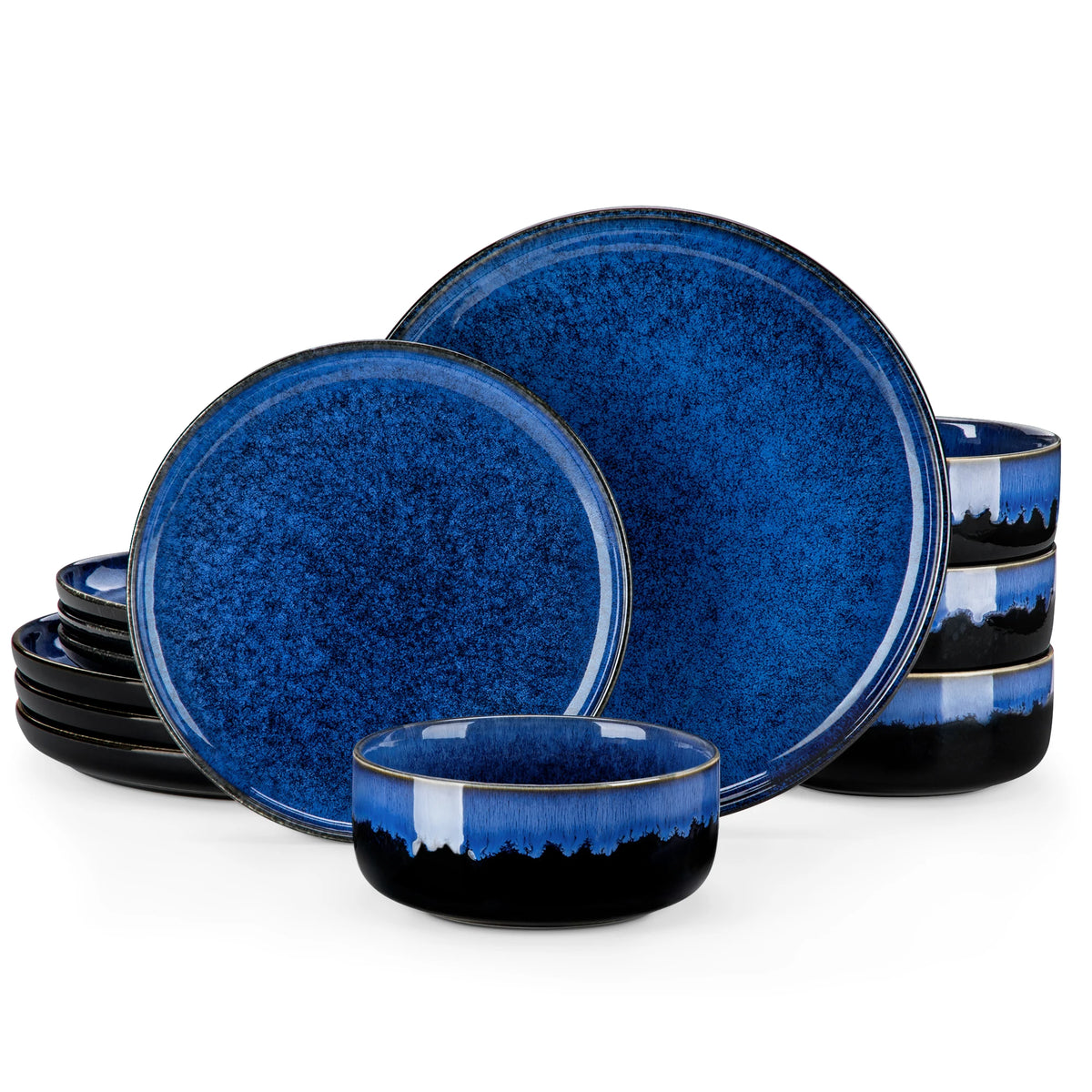 Malacasa Ceramic Dinnerware Set With Reactive Glaze Stoneware Tableware