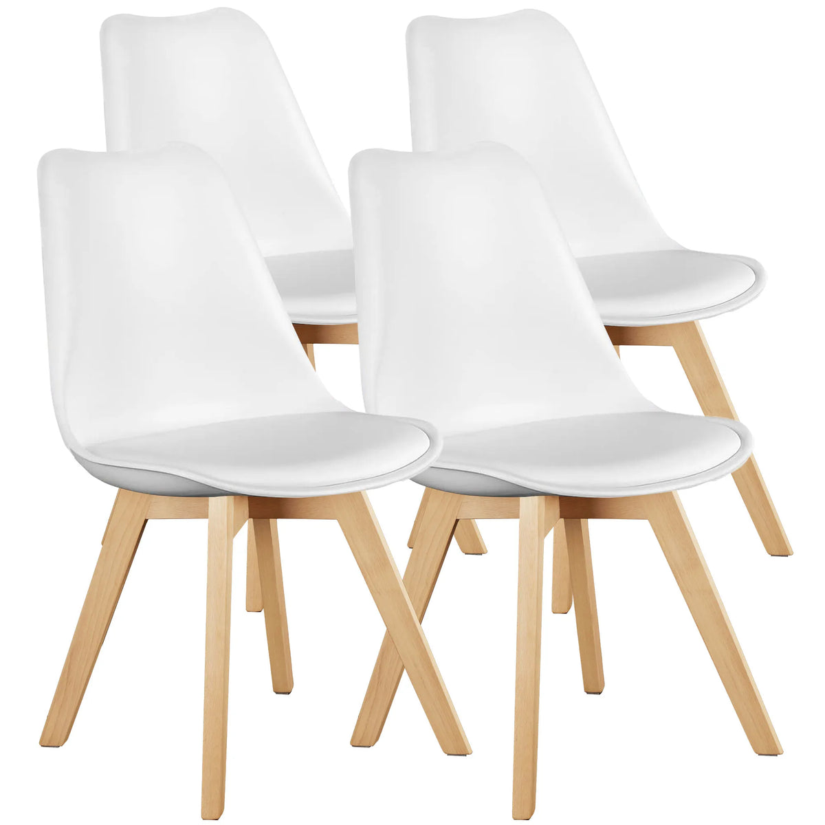 JHK PU Leather Dining Chairs With Wooden Legs And Premium Comfort