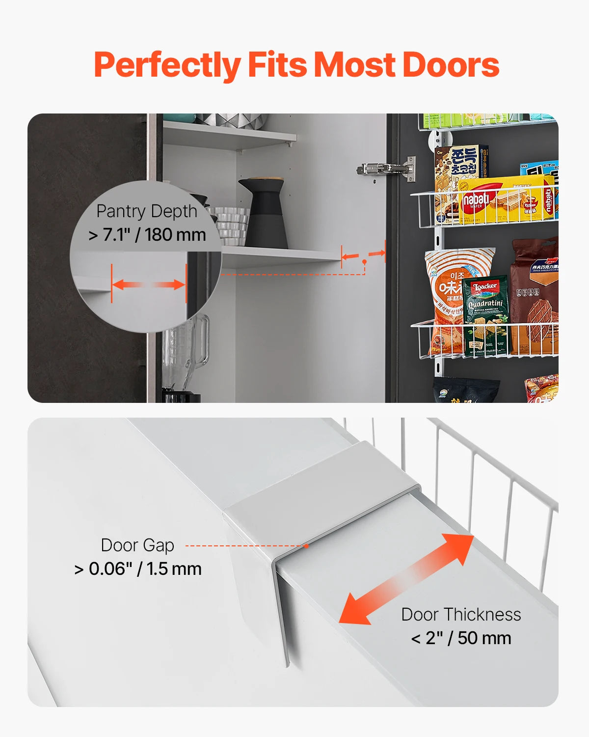 SucceBuy Over The Door Pantry Organizer Adjustable Spice Rack