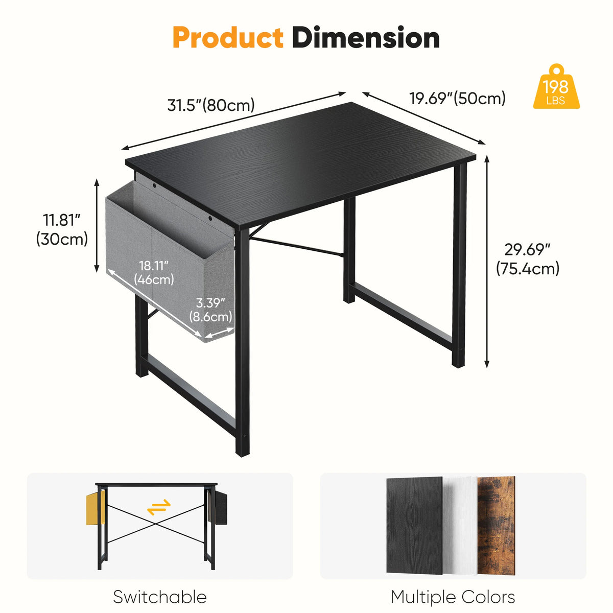 Jhk Executive Computer Desk With Storage Rack Wooden Top