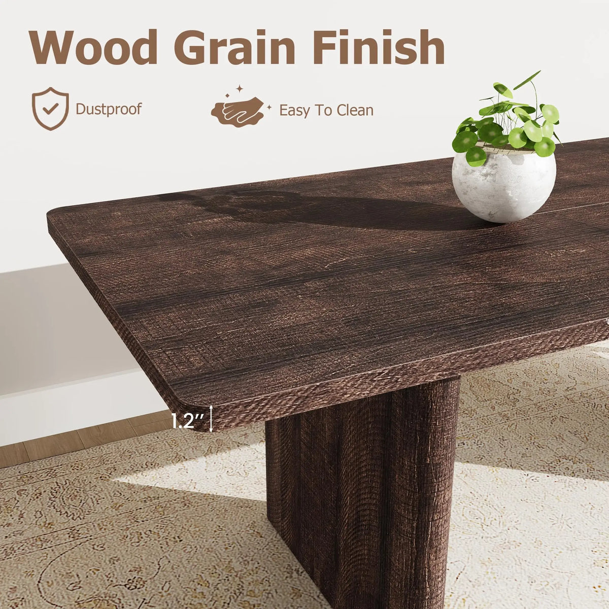 HiMISS Farmhouse Extendable Dining Table With Solid Wooden Base Design