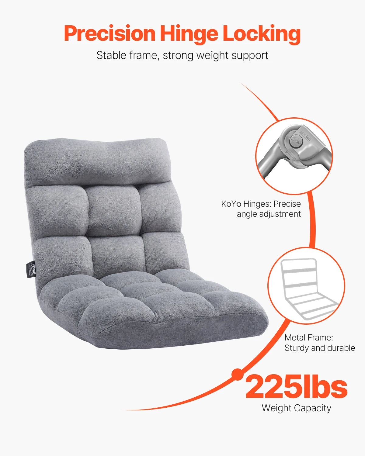 SucceBuy Fabric Floor Chair With Recycled Foam Back Support
