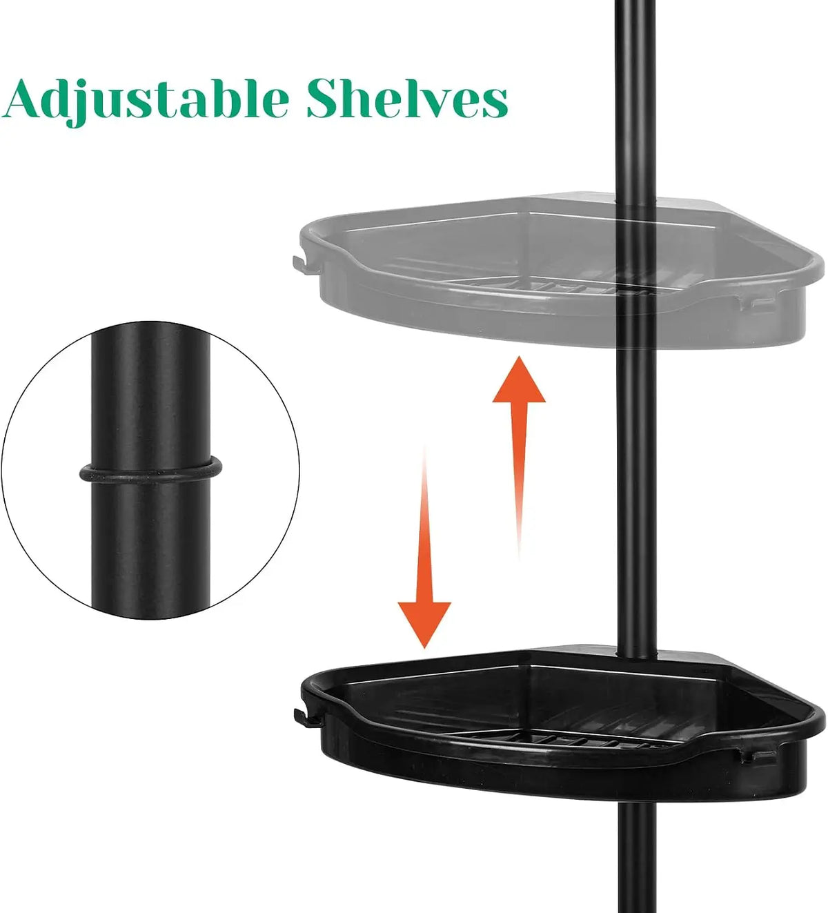 Rust Proof Corner Shower Caddy Featuring Telescopic Tension Pole