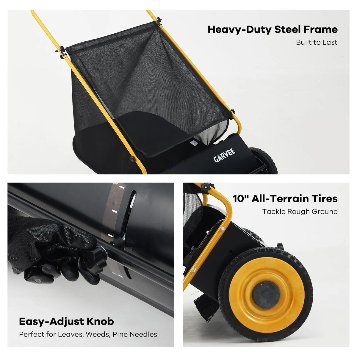 HiMISS Push Lawn Sweeper With Hopper Bag And Adjustable Brush