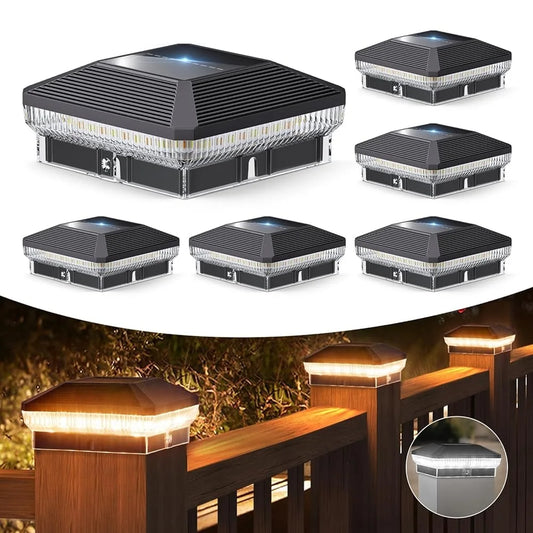 Solar Outdoor Fence Post Lights Featuring Automatic LED Illumination
