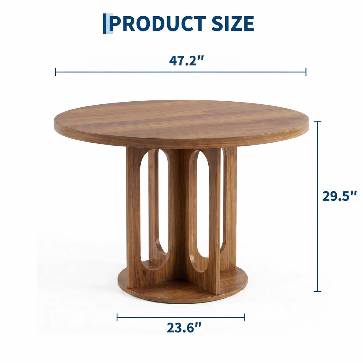 HiMiss Modern Round Dining Table With Arch Pedestal Wooden Base