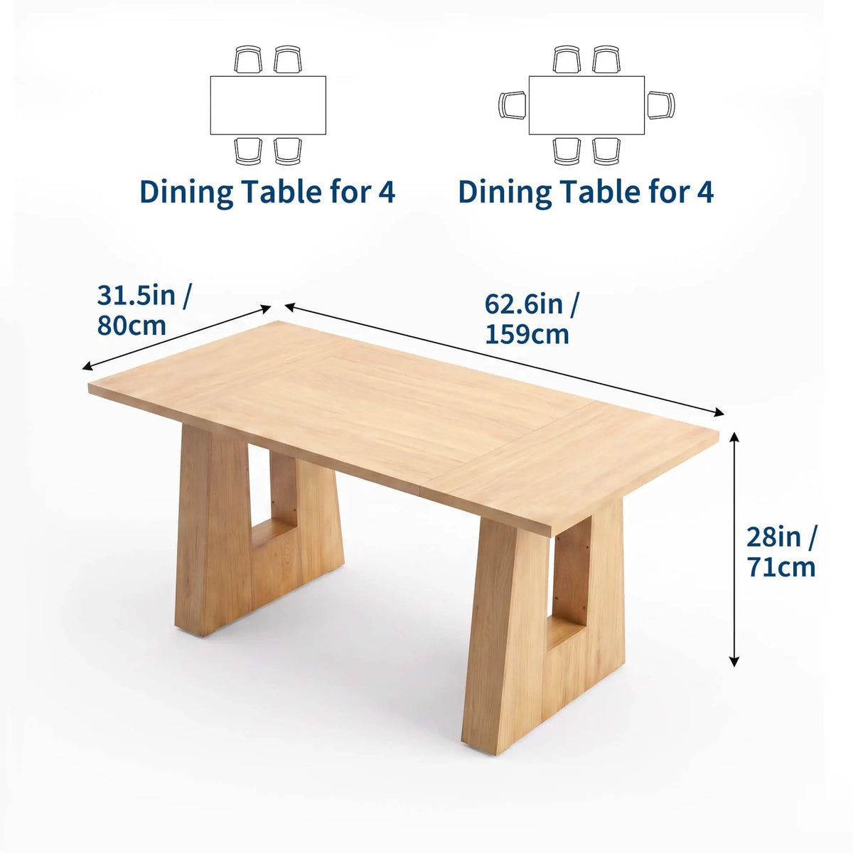 HiMISS Modern Mid Century Wood Dining Table With Sleek Legs