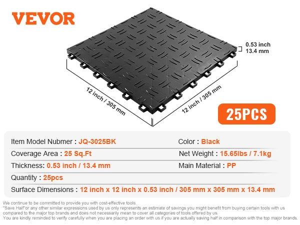 Interlocking Waterproof Garage Floor Tiles With Non Slip Texture