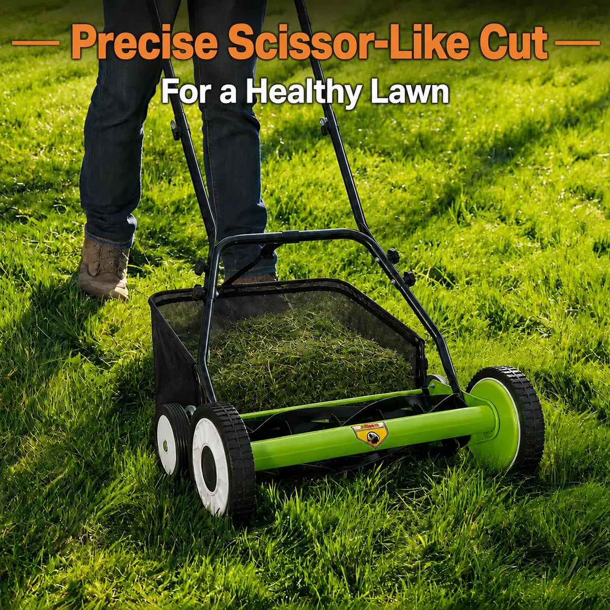 HiMISS Manual Push Reel Lawn Mower With Carbon Steel Blades