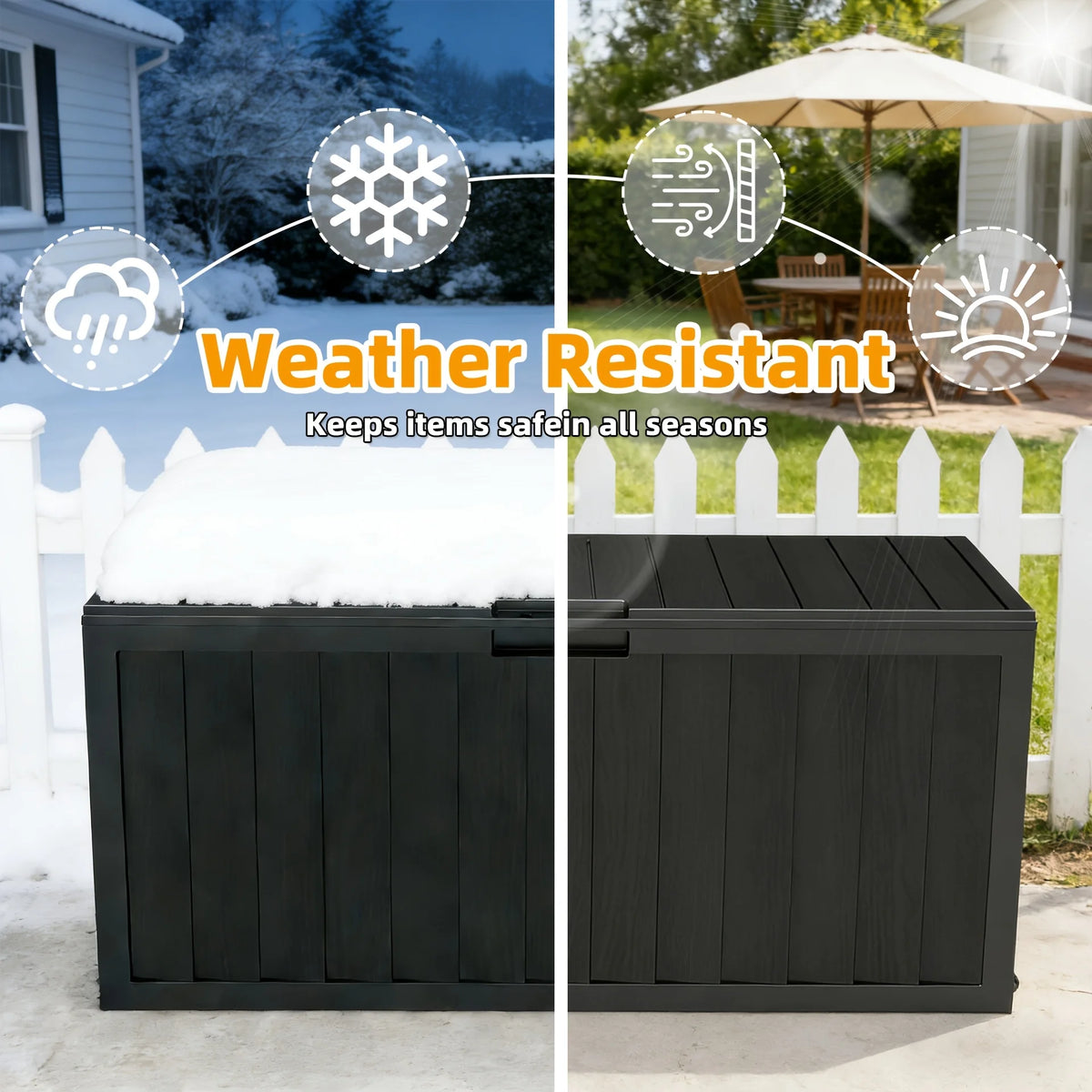 Weatherproof Outdoor Resin Storage Box With Durable Lockable Lid