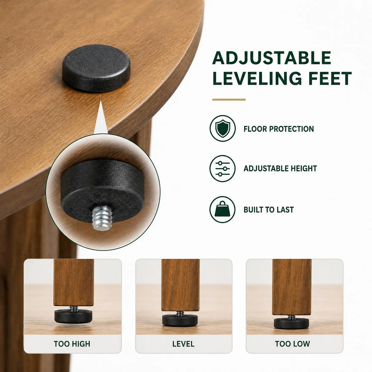 HiMiss Modern Round Dining Table With Arch Pedestal Wooden Base