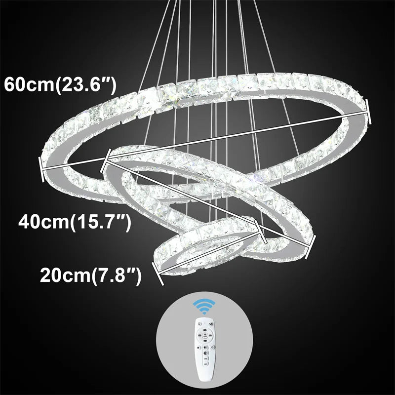 GreeLustr Modern Crystal LED Chandelier With Remote Control