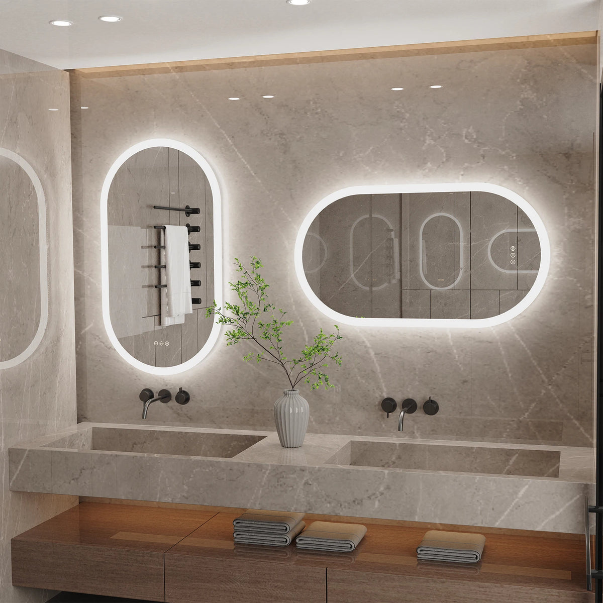 Luvodi Backlit LED Bathroom Mirror Touch Sensor Dimmable Defog