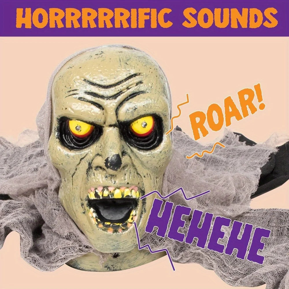 Animated Zombie Halloween Yard Decor With Sound And Flashing Eyes