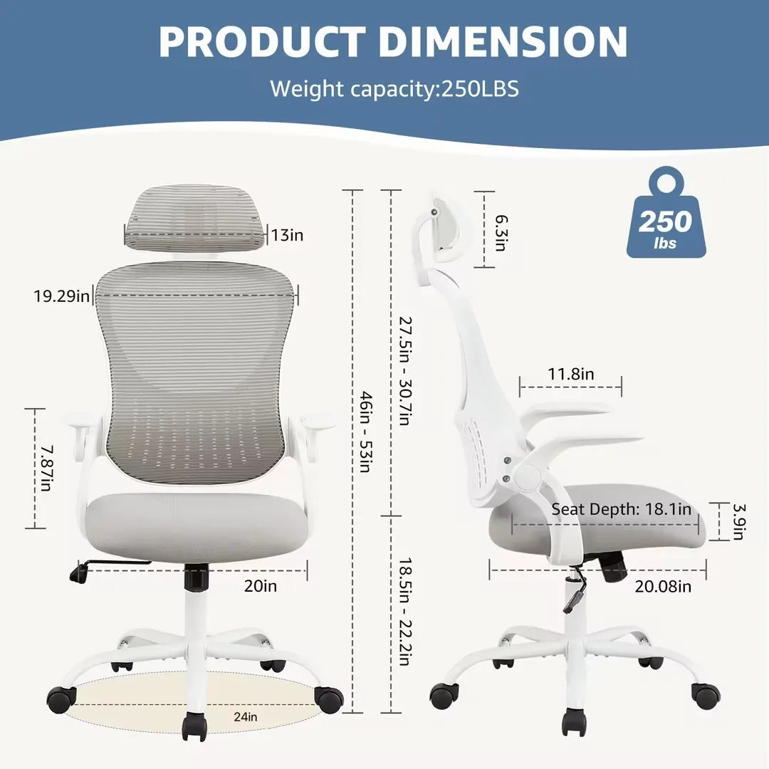 JHK Mesh Ergonomic Office Chair With Adjustable Headrest Lumbar Support