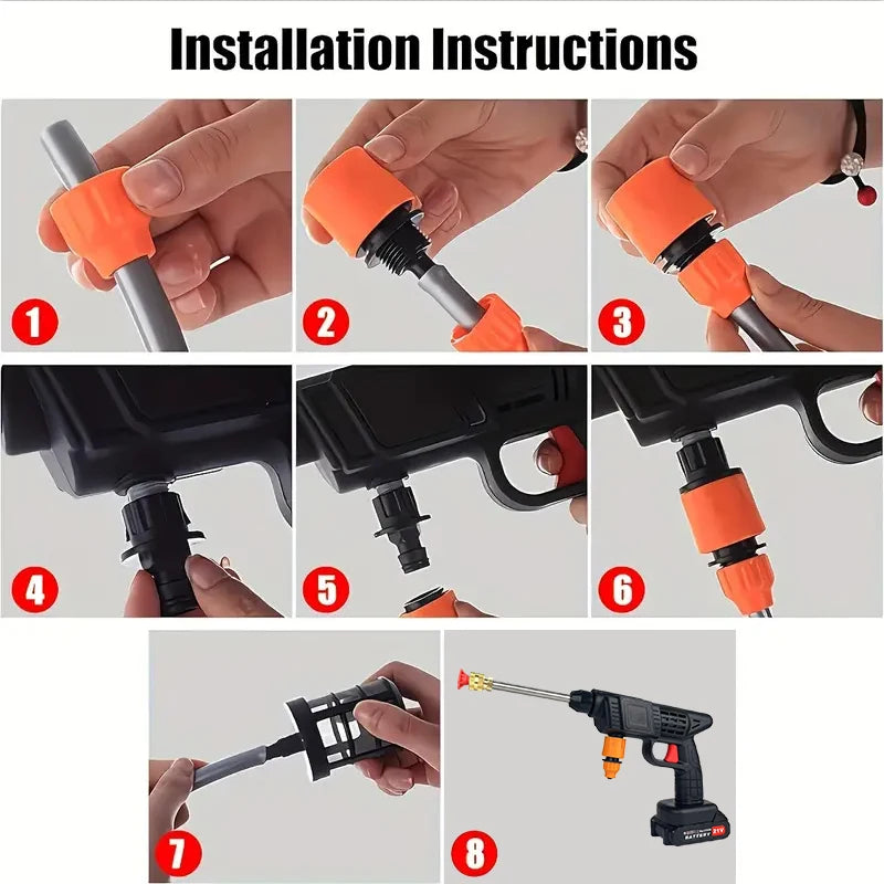 Cordless High Pressure Car Wash Gun With Battery And Hose